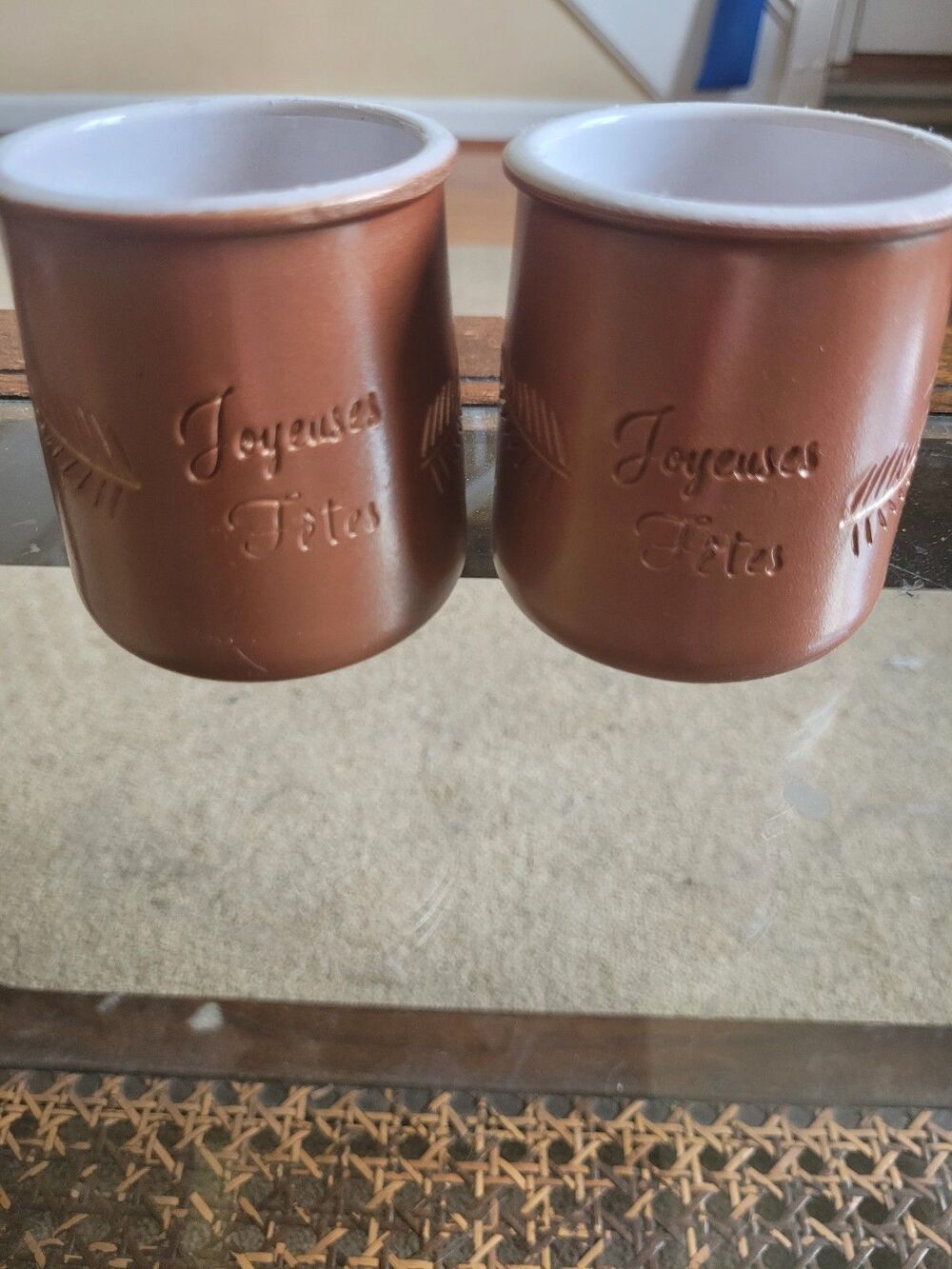 Set Of 2 Glazed Yogurt Pot Joyeuse Fetes Festive Christmas